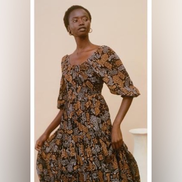 Faithfull the Brand Darsha Midi Dress Ankara Paisley Print, Size 4, Retail $309 - Picture 10 of 15
